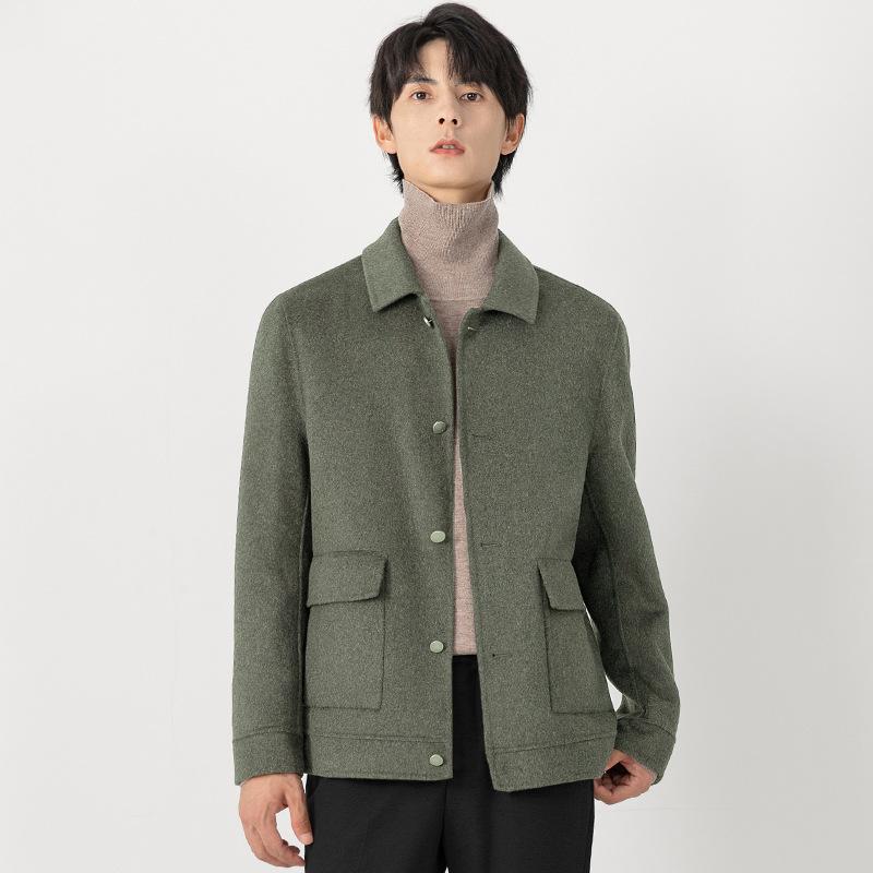 

Мужское двухстороннее шерстяное пальто, короткая утолщенная повседневная куртка, зимняя куртка без кашемира 2XL