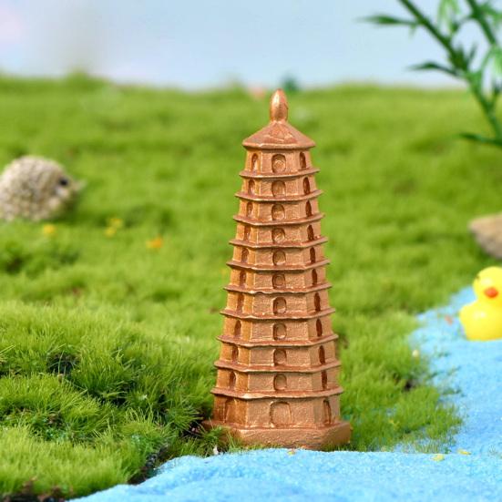 

2Pcs Resin Miniature Figurine Wide Application Convenient Pagoda Shape Decor