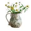 American Country Crackle Glaze Ceramic Milk Jug Vase - Pastoral Feng Shui Flower Arrangement Retro Decor