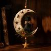 Unique Gift for Cat Owners Crescent Moon Black Hanging Ornament, on Wall Decor, Decor Rustic Star Door Window Pendant Gothic Farmhouse Room Decoration