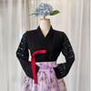 Koreanischer moderner Hanbok Schwarze Spitzen-Jeogori-Jacke