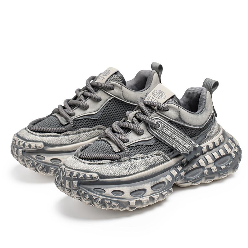 Chunky Sneakers Mens Designer Tire Sole Sport Shoes Fashion Casual Leather Fabric Breathable Height Increased Platform Gym Shoes