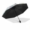 Underwater Friends Automatic Opening/Closing Umbrella - Portable Tri-Fold Design with 8-Bone Iron Frame, Perfect for Outdoor Use, Festive Gi