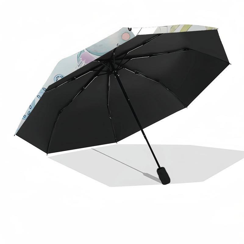 Underwater Friends Automatic Opening/Closing Umbrella - Portable Tri-Fold Design with 8-Bone Iron Frame, Perfect for Outdoor Use, Festive Gi