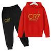 Ronaldo CR7 Estampado Ídolo del Fútbol Ropa Sudadera para Niños Conjunto de 2 Piezas Traje de Pantalón Chándal para Niños Niños Niñas Ropa Chándales Deportivos
