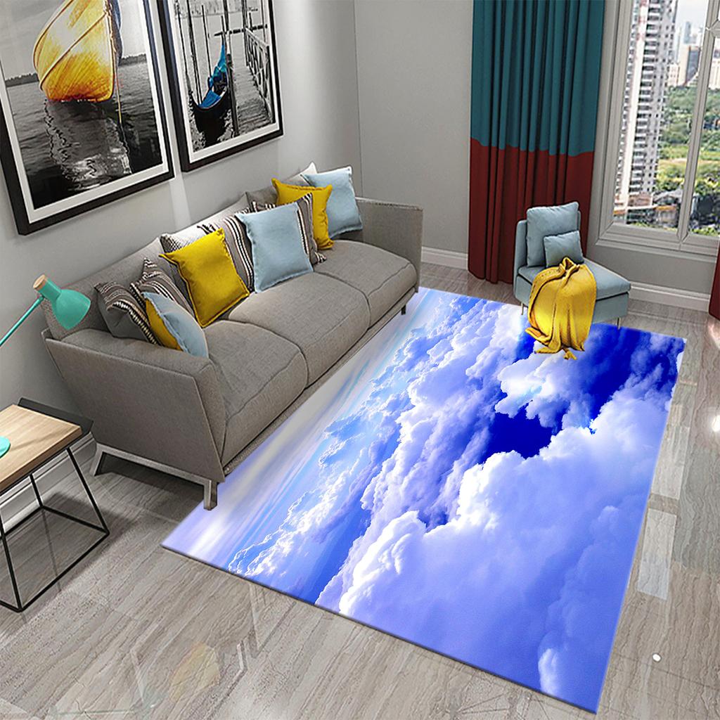 Cloud Carpet Blue Sky White Clouds Rainbow Rugs Doormat Anti Slip Floor Carpet Bathroom Kitchen Rugs Bathroom Living Room Decor