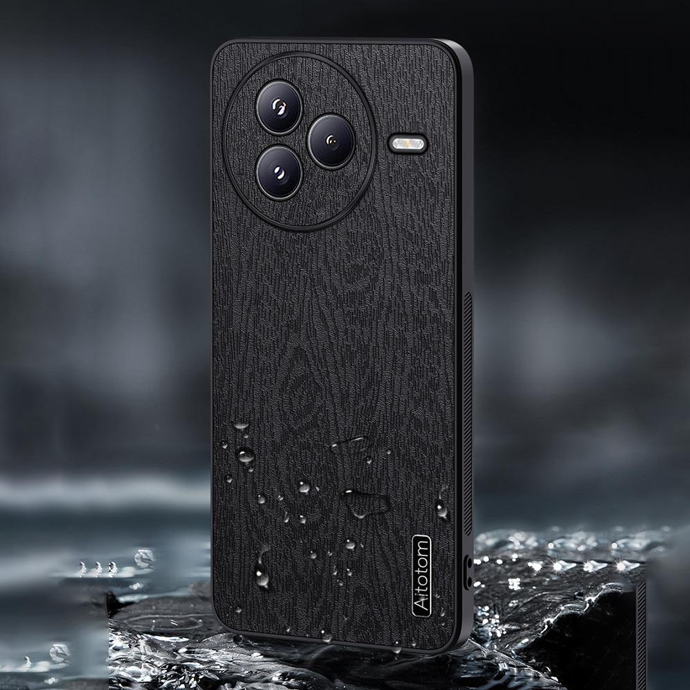 For Xiaomi Civi 5 Pro 5G Case Wood Texture PU Leather Coated PC TPU Phone Cover