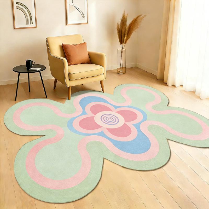 

Dopamine Color Carpets for Living Room Fluffy Soft Bedroom Decor Carpet Irregular Shape Bedside Rug Home Thicken Plush Floor Mat 80x120cm