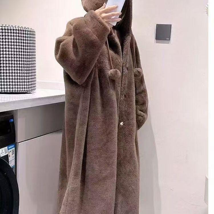 2024 Witch Hooded Long Shearling Mink Fur Halloween Coat