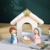 Christmas Nativity Figurines Resins Nativity Scene Statue with Stable Holy Family Statue Table Centerpieces Home Decors
