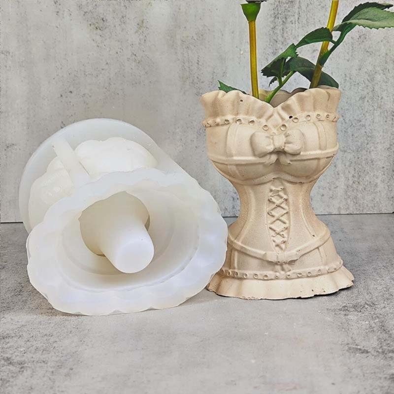 3D Wedding Dress Silicone Mold  Flowerpot Vase Resin Molds Exploy Casting Mould Concrete Gypsum Ornaments Home Decor