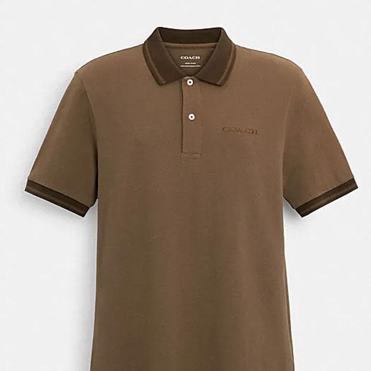 Coach Ss24 Logo Letter Print Short Sleeve Polo Shirt Men Polo Shirts Sand-Yellow CR488-SND