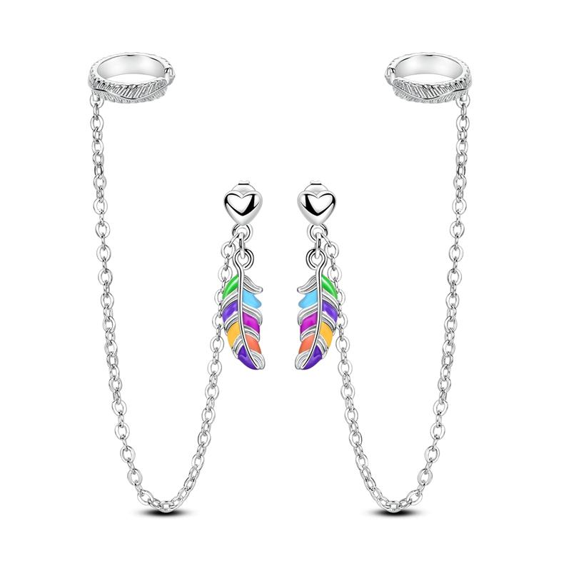 925 Silver Gold Color Star Moon Chain Stud Earrings for Women Girl Ear Studs Fine Jewelry Fashion Luxury Anniversary