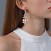 1 Pair Drop Earrings Vintage Rhinestone Peacock Golden Finish Luxury Elegant Green Faux Crystal Feather Dangling Earrings Fashion Jewelry