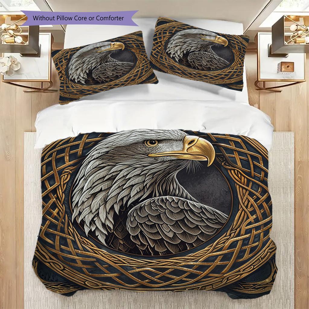 Eagle Pattern Bedding Quilt Set Quilt Cover Pillowcase Home Decoration Birthday Gift (1 * duvet cover + 2 * pillowcase, without core)