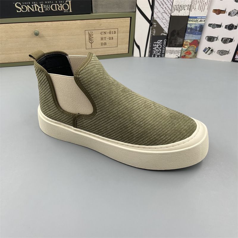 

High Top Sneakers Men Winter Plush Short Boots Fashion Casual Corduroy Breathable Height Increased Flat Platform Board Shoes 44