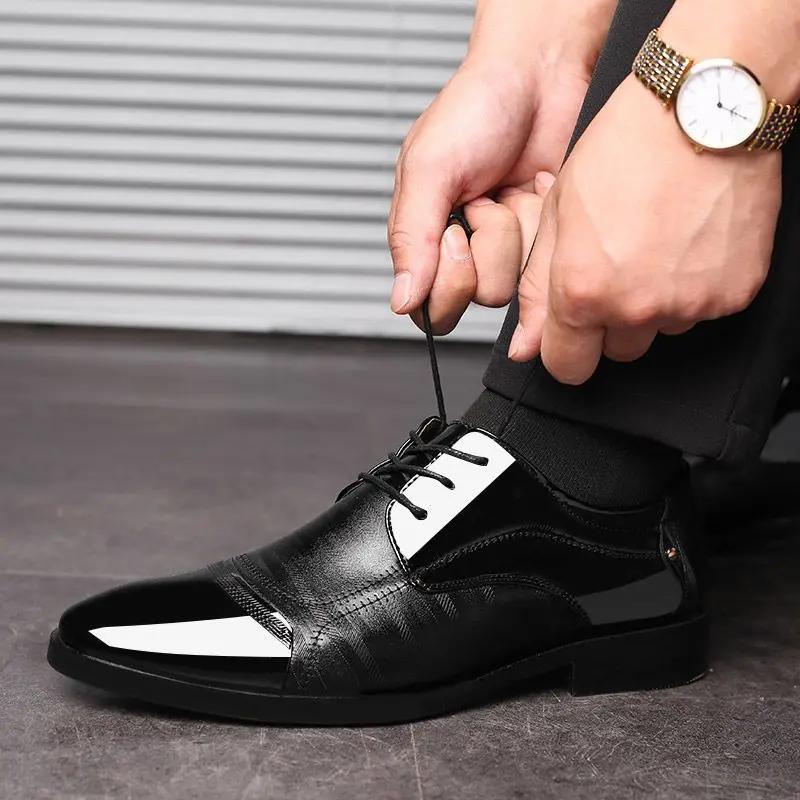 Business Black Lace-up British Style Men's Formal Shoes Clothing Elegant and Classic Leather Not Casual 39 New Social Shoe Male