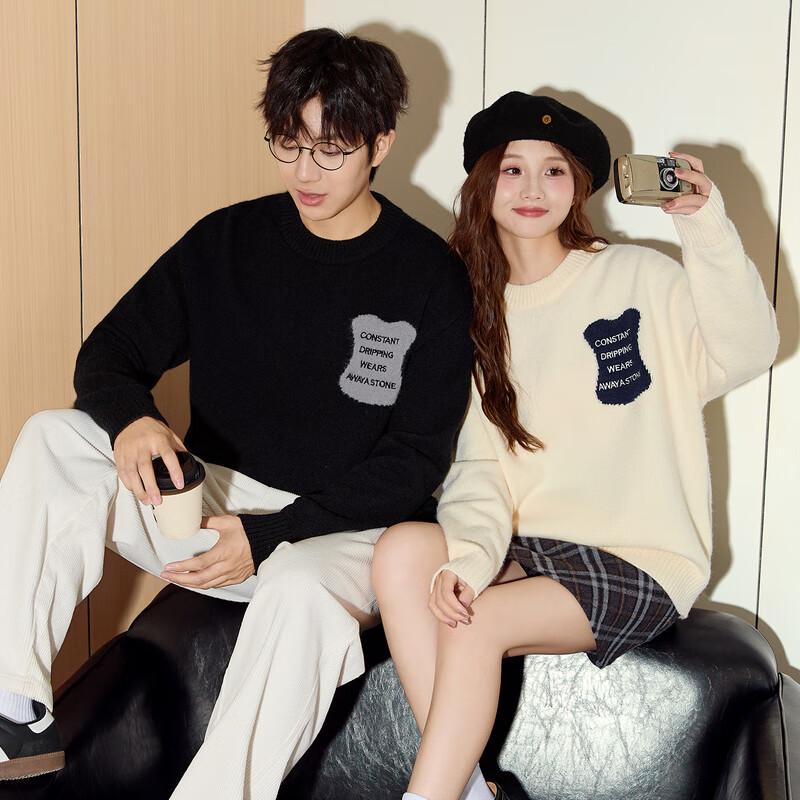 TonLion 2024 Couple's Contrast Round Neck Sweater