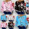Women Shoulder Off Floral Tops Ladies Summer Loose T Shirt Blouse Plus Size