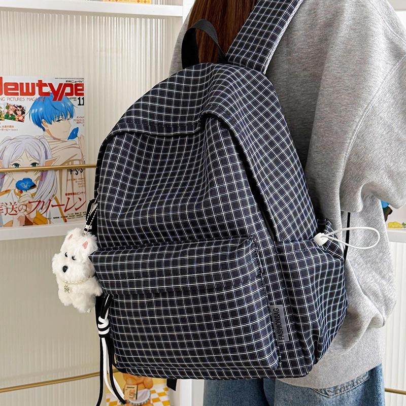 Schoolbag New Mori Plaid School Bag Student Party Korean High Value Casual Backpack Large Capacity Lightweight Backpack