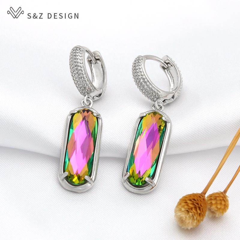 Móda Luxusní Elegantní Oválný Tvar vejce Křišťálové náušnice Pro ženy Svatební Party Šperky Dárek Cubic Zirconia Eardrop
