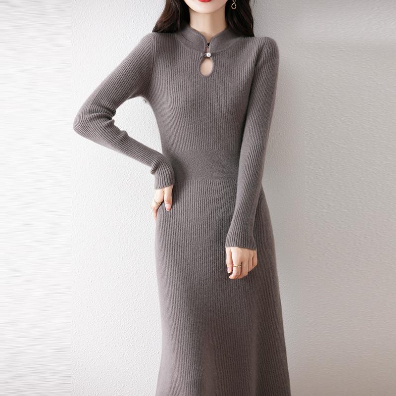 Women Sweater Dress 100% Wool MODERN NEW SAGA Turtleneck Knit Long Pullover Winter Jumpers Wool Long Dress Female