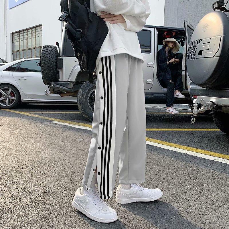 

Winter velvet straight casual pants men s breasted pants loose basketball sweatpants autumn and winter pants men s Korean version trend S