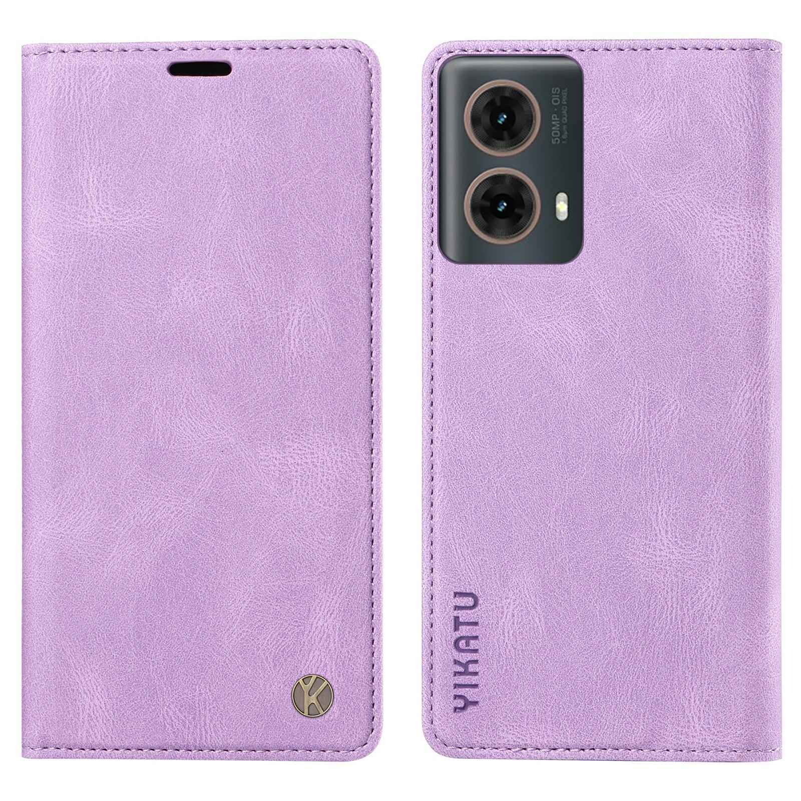 

YIKATU YK-004 For Motorola Moto G85 5G/S50 Neo 5G Case Leather Phone Wallet Cover Skin-Touch Purple