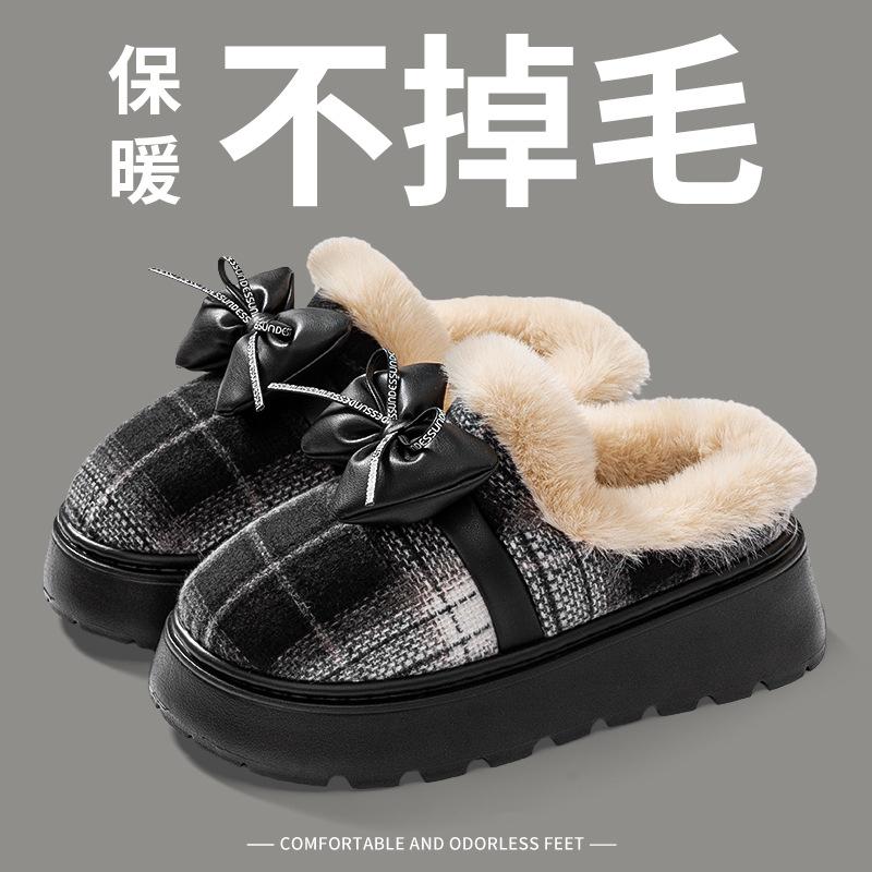 

Хлопковые тапочки высокого класса, легкая роскошь, зимние, с бантом, милые, домашние, комнатные, теплые, для послеродового периода, хлопковые туфли 36-37