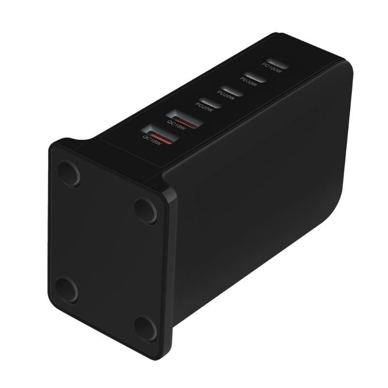 USB C Ladegerät 200W Schnellladegerät Block 6 Port Ladestation Ziegelstein Laptop-Ladegerät 2 USB + 4 Typ C für Reisen Zuhause