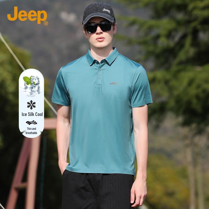 JEEP Men s Ice Silk Breathable Short Sleeve Polo Shirt M
