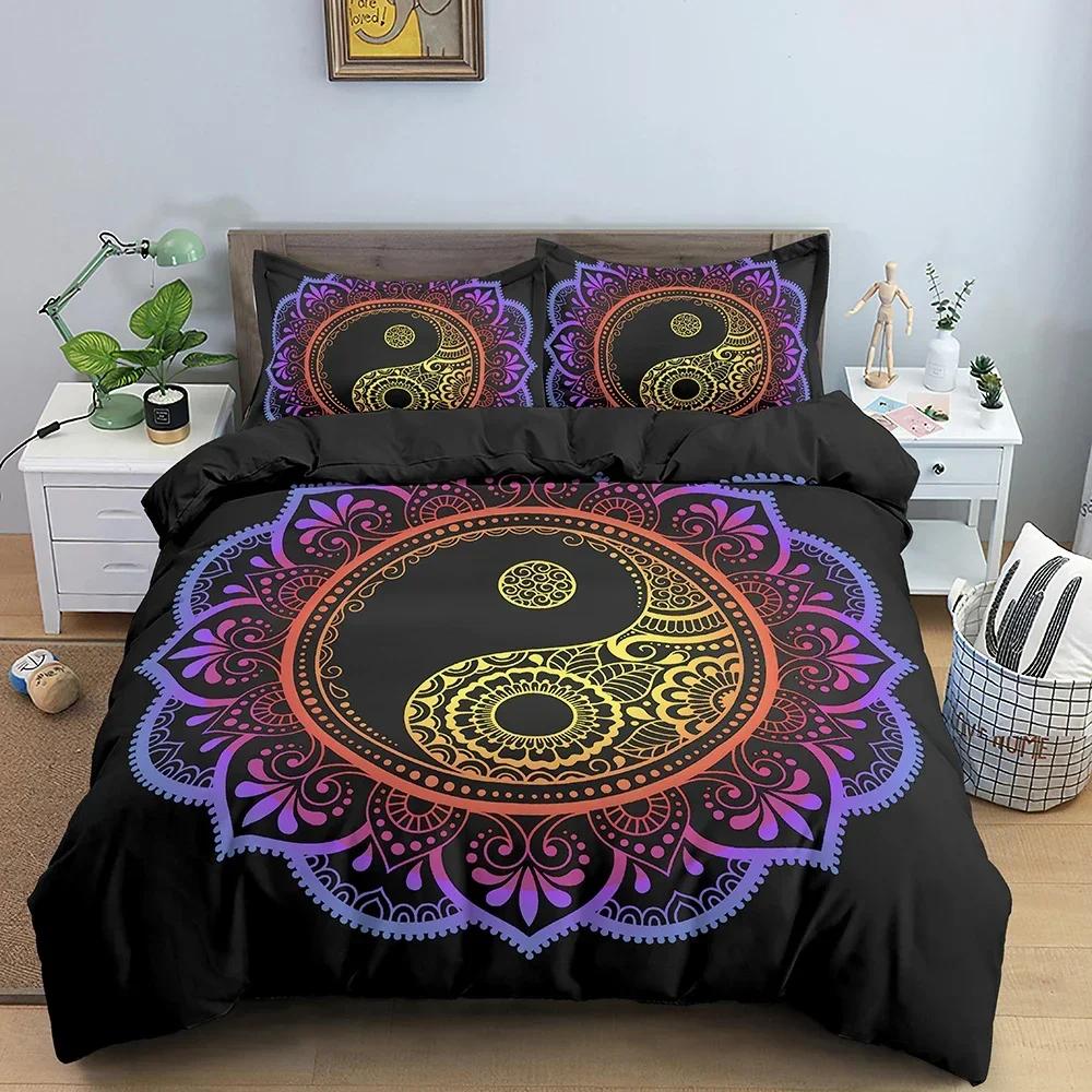 Seven Chakras Buddha Mandala Comfortable Duvet Quilt Cover Pillowcase Bedding Set Children Bedroom Decoration Home Textile
