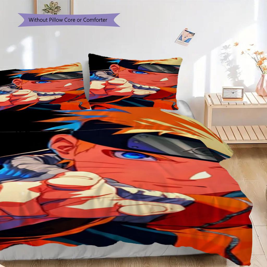 3pc Naruto-themed Printed Bedding Set( Without Core), Soft and Skin-friendly, Suitable for Bedroom or Guest Room