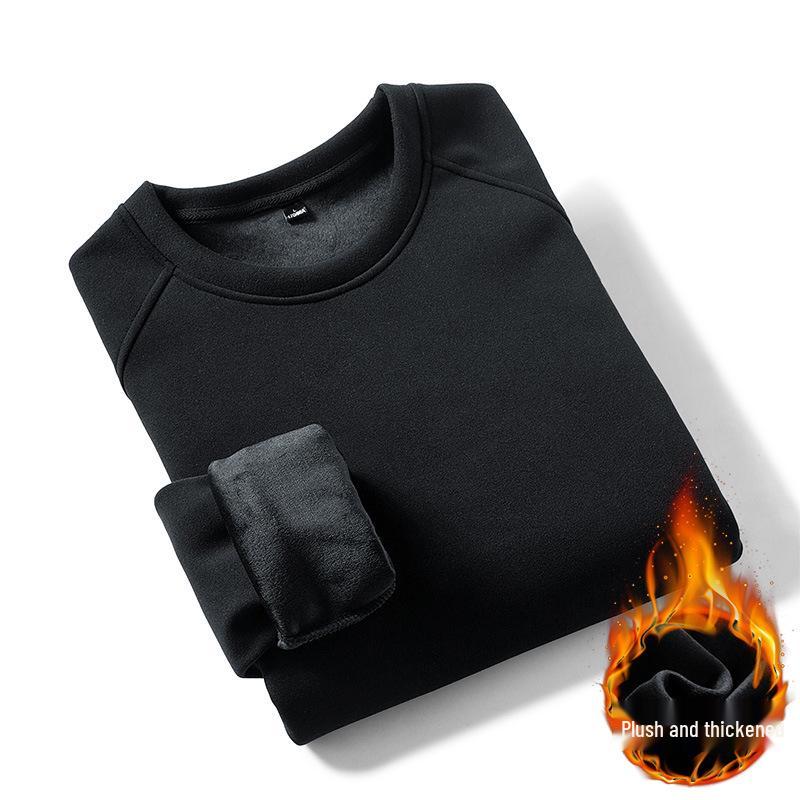 Men's Double-Sided Fleece Crew Neck Thick Thermal Sweatshirt 