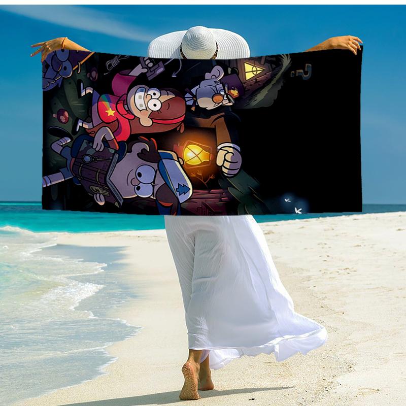 Ultra-weiches Strandtuch mit Gravity Falls Thema, Ideal für Pool - Camping, Tauchen - Perfekter Reisebegleiter, Lebendiges Strandtuch.