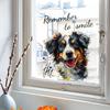 Roztomilý ovčácký pes Realistická kreslená oboustranně viditelná UV samolepka na okno, Samolepicí skleněné dekorace pro domácí dekoraci