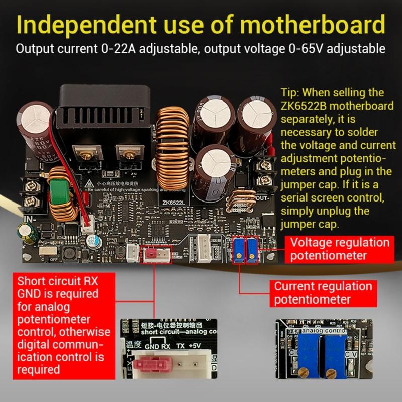 DirectCurrent Power Supply Variable Bucking Boosts Converters Voltages Regulator Constant 6-75V To 0-65V 22A PowerModules