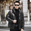 Winter New Haining Leather Down Jacket Men's Hooded Jacket First Layer Calfskin Leather Jacket Down Jacket