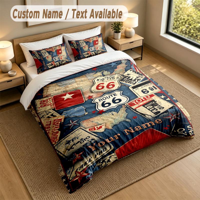 Adventure Journey Theme Personalized 3Pcs Bedding Set Custom Text & Name 1 Sheet 2 Pillowcases Household Bedding 1pc