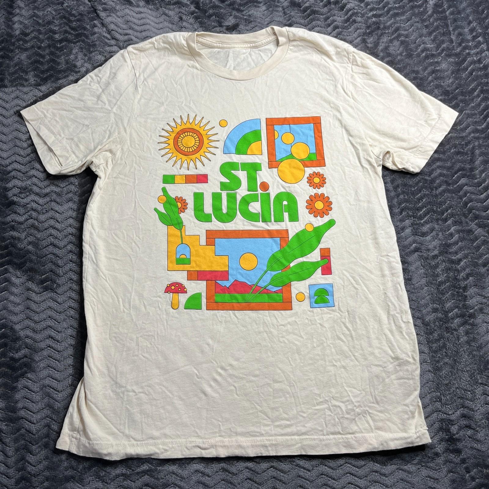 St. Lucia Adult Graphic Short Sleeve T Shirt Beige M/L S