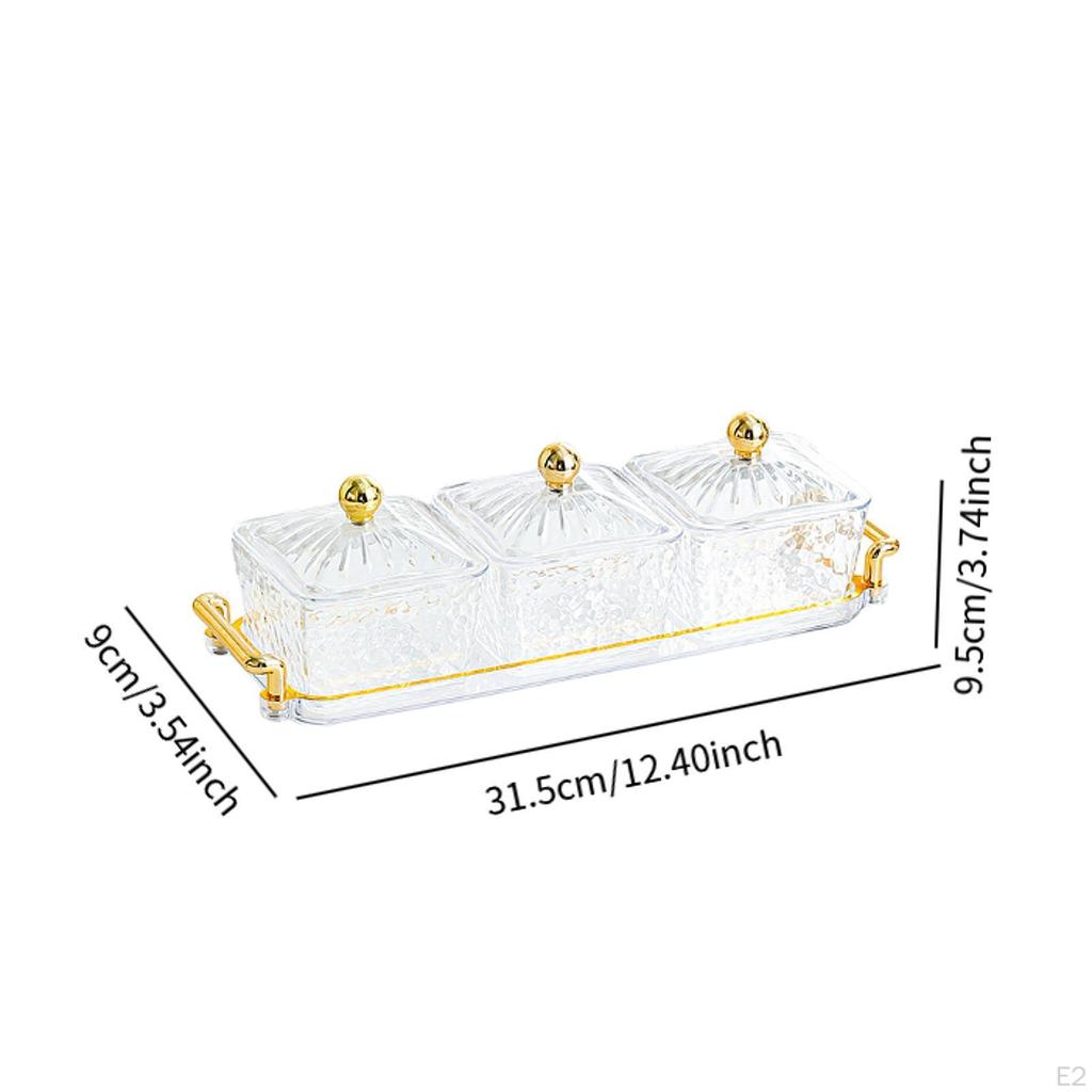 Dried Fruit Organizer Candy Box 3 Compartments Multifunctional Snack Holder Tray for Parties