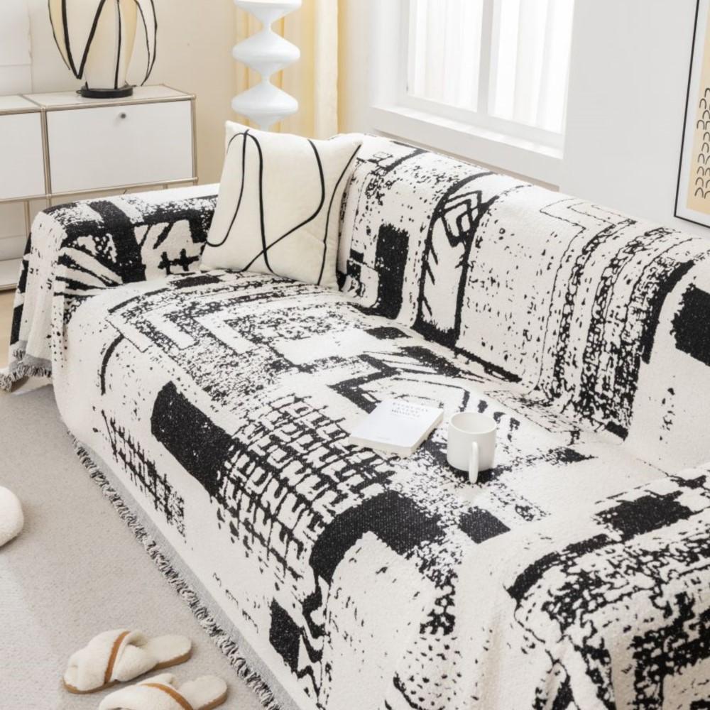 

Трехместный диван, диван-полотенце, зимний теплый чехол для дивана, двусторонний чехол для дивана, чехол для дивана для домашних животных, защитный чехол для дивана для гостиной 180X130cm чёрный