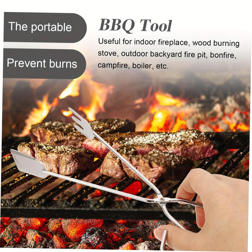 3PCS BBQ Tools Stainless Steel Kitchen Tong Scissors Type Grilled Food Clip Food Vegetable Meat Tongs Charcoal Clamp Frying Tong