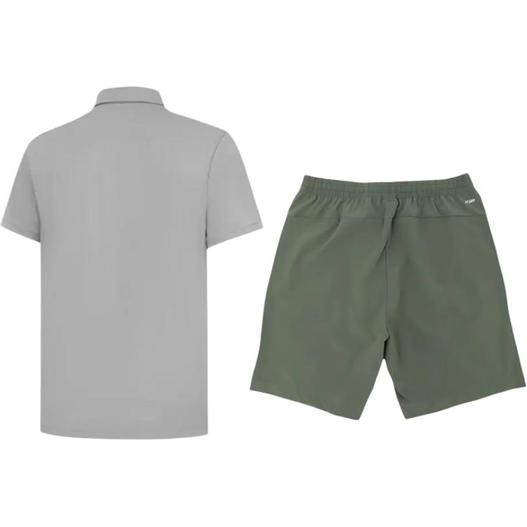 Li-Ning Plain Simple Breathable Comfortable Versatile Short Sleeve Polo Shirt Casual Sports Set Unisex Polo Shirt APLV721-1+YKSV147-1