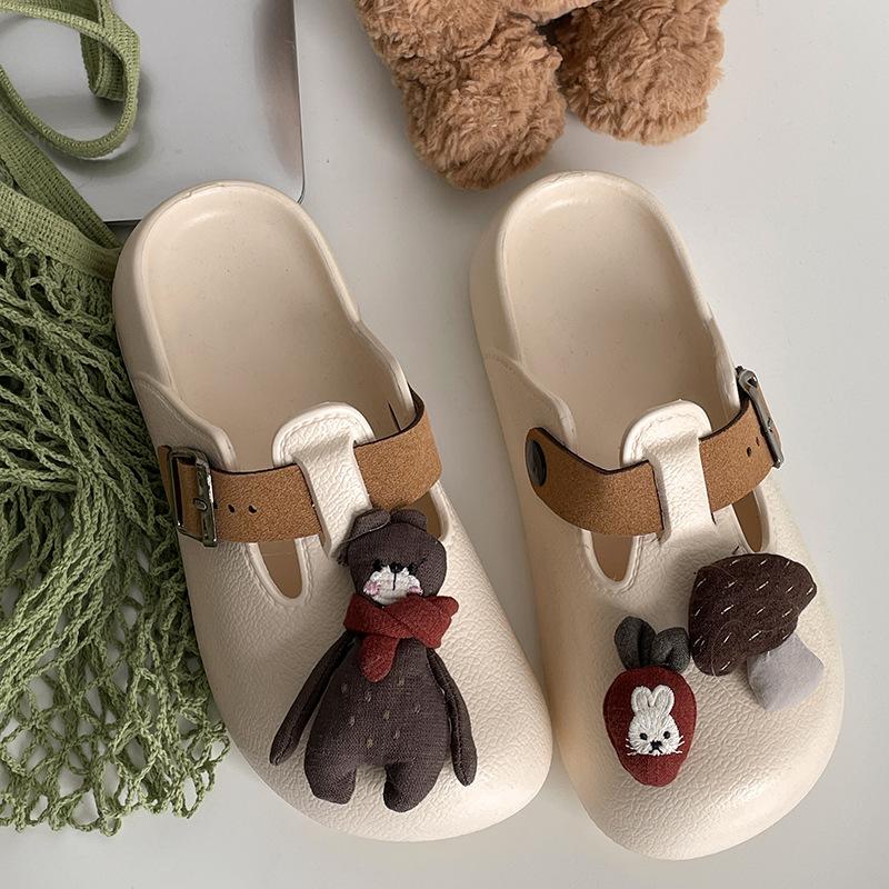 Lightweight and cute cartoon thick-soled bag head slippers women's summer wear soft-soled heightening Birkenstock slippers