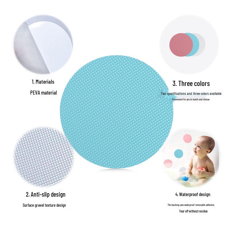 Round Anti-slip Waterproof Stickers for Bathroom & Kitchen Tiles - Pink & Blue