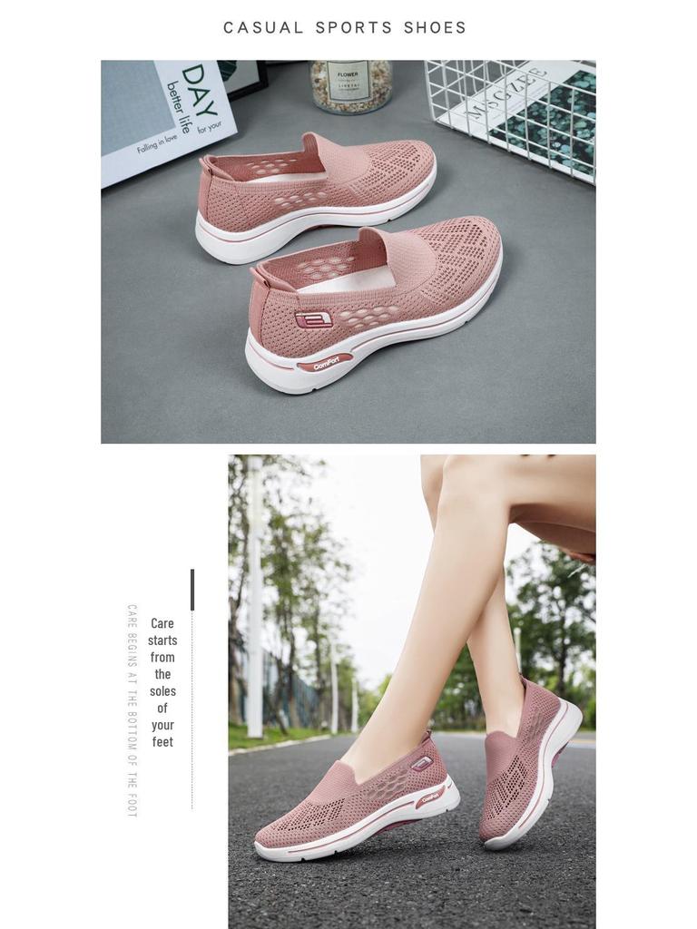 Summer 2025 Breathable Mesh Walking Shoes for Women - Comfortable Casual Shoes for Middle-Aged and Elderly