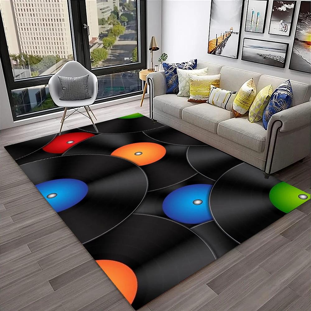 3D Retro Vinyl Record Music Art Carpet Rug for Home Living Room Bedroom Sofa Doormat Decor,Kid Play Area Rug Non-slip Floor Mat