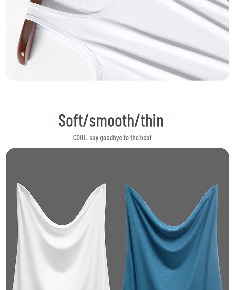 Men's Modal Silk Cotton Sleeveless Sports Vest T-Shirt