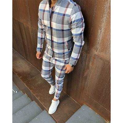 Tracksuit Men Sportsuits Gentlemen Set Zipper Jacket Suit Long Sleeve Stripe Coat+Pants Gyms Men Set Casual Sportswear Suit